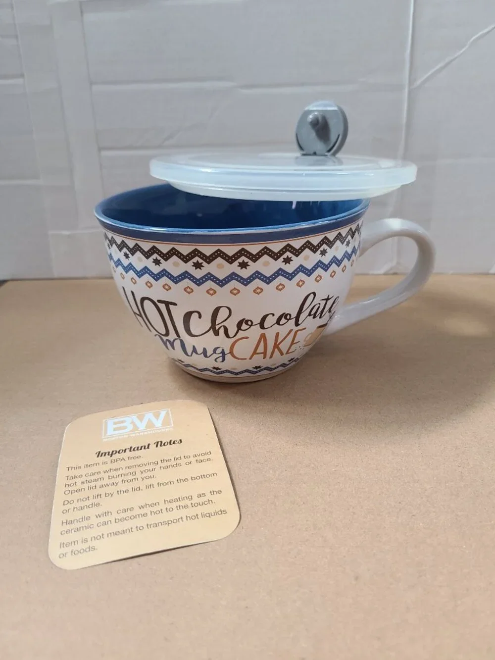 Pier 1 Mug Cake Cup Hot Chocolate Mug Large with Steamer Lid